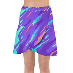 Multicolored-abstract-background Wrap Front Skirt by Salman4z