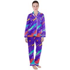 Multicolored-abstract-background Women s Long Sleeve Satin Pajamas Set	 by Salman4z