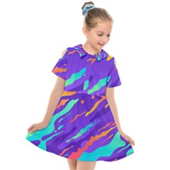 Multicolored-abstract-background Kids  Short Sleeve Shirt Dress by Salman4z