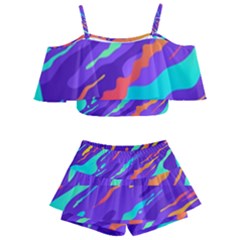 Multicolored-abstract-background Kids  Off Shoulder Skirt Bikini by Salman4z