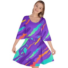 Multicolored-abstract-background Velour Kimono Dress