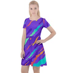 Multicolored-abstract-background Cap Sleeve Velour Dress  by Salman4z