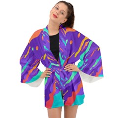 Multicolored-abstract-background Long Sleeve Kimono by Salman4z