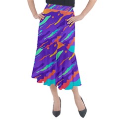 Multicolored-abstract-background Midi Mermaid Skirt by Salman4z