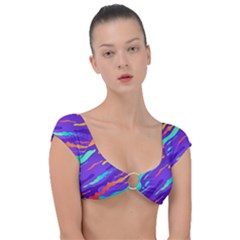 Multicolored-abstract-background Cap Sleeve Ring Bikini Top by Salman4z