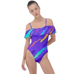 Multicolored-abstract-background Frill Detail One Piece Swimsuit by Salman4z