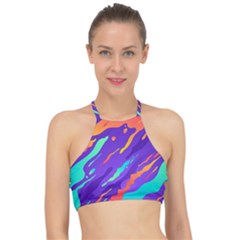 Multicolored-abstract-background Racer Front Bikini Top by Salman4z