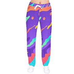 Multicolored-abstract-background Women Velvet Drawstring Pants by Salman4z