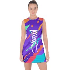 Multicolored-abstract-background Lace Up Front Bodycon Dress by Salman4z