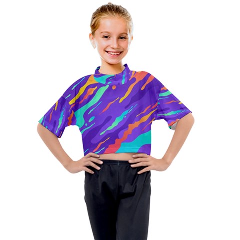 Multicolored-abstract-background Kids Mock Neck Tee by Salman4z