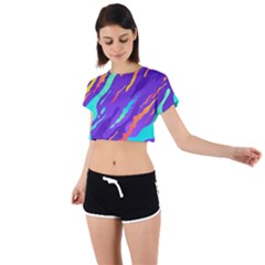 Multicolored-abstract-background Tie Back Short Sleeve Crop Tee by Salman4z