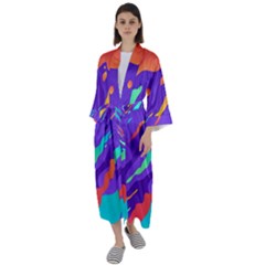 Multicolored-abstract-background Maxi Satin Kimono by Salman4z