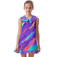 Multicolored-abstract-background Kids  Pilgrim Collar Ruffle Hem Dress by Salman4z