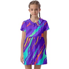 Multicolored-abstract-background Kids  Asymmetric Collar Dress by Salman4z