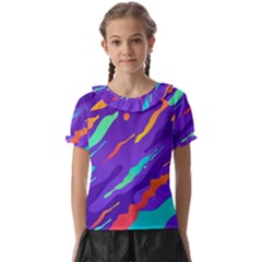 Multicolored-abstract-background Kids  Frill Chiffon Blouse by Salman4z