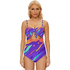 Multicolored-abstract-background Knot Front One-piece Swimsuit by Salman4z