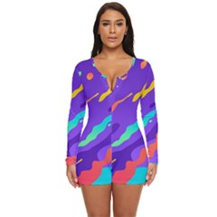 Multicolored-abstract-background Long Sleeve Boyleg Swimsuit by Salman4z