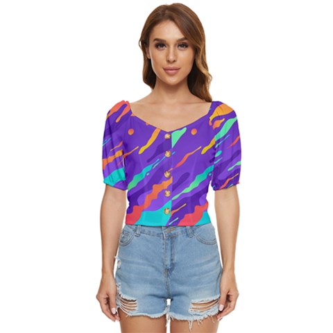 Multicolored-abstract-background Button Up Blouse by Salman4z