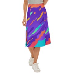 Multicolored-abstract-background Midi Panel Skirt by Salman4z