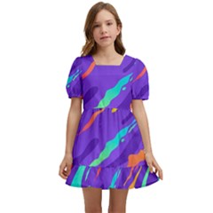 Multicolored-abstract-background Kids  Short Sleeve Dolly Dress by Salman4z