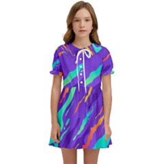 Multicolored-abstract-background Kids  Sweet Collar Dress by Salman4z