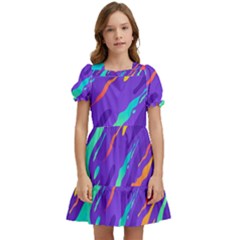 Multicolored-abstract-background Kids  Puff Sleeved Dress by Salman4z