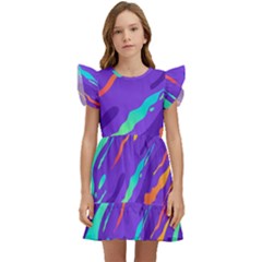 Multicolored-abstract-background Kids  Winged Sleeve Dress by Salman4z