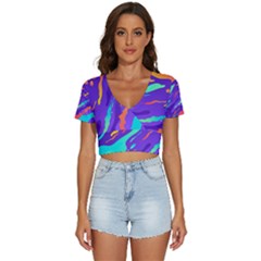 Multicolored-abstract-background V-neck Crop Top by Salman4z