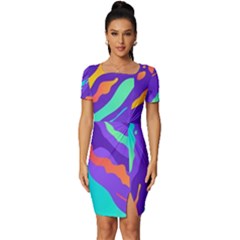 Multicolored-abstract-background Fitted Knot Split End Bodycon Dress by Salman4z