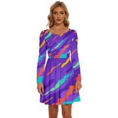 Multicolored-abstract-background Long Sleeve Wide Neck Velvet Dress by Salman4z