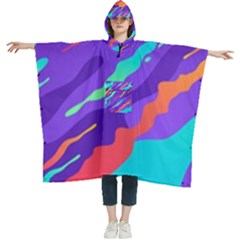 Multicolored-abstract-background Women s Hooded Rain Ponchos