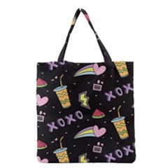 Cute-girl-things-seamless-background Grocery Tote Bag by Salman4z