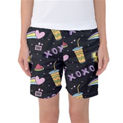 Cute-girl-things-seamless-background Women s Basketball Shorts by Salman4z