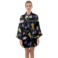 Cute-girl-things-seamless-background Long Sleeve Satin Kimono by Salman4z