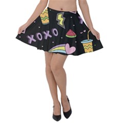 Cute-girl-things-seamless-background Velvet Skater Skirt by Salman4z