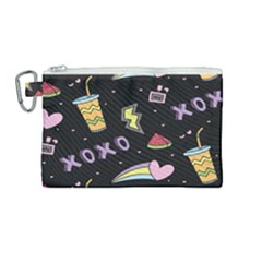 Cute-girl-things-seamless-background Canvas Cosmetic Bag (medium) by Salman4z