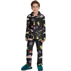 Cute-girl-things-seamless-background Kids  Long Sleeve Velvet Pajamas Set by Salman4z