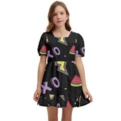 Cute-girl-things-seamless-background Kids  Short Sleeve Dolly Dress by Salman4z