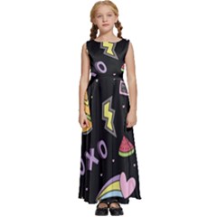 Cute-girl-things-seamless-background Kids  Satin Sleeveless Maxi Dress by Salman4z