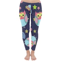 Owl-stars-pattern-background Classic Winter Leggings by Salman4z