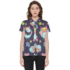 Owl-stars-pattern-background Short Sleeve Pocket Shirt by Salman4z