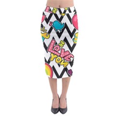 Vector-romantic-love-seamless-pattern Midi Pencil Skirt by Salman4z