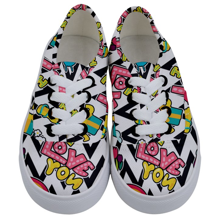 Vector-romantic-love-seamless-pattern Kids  Classic Low Top Sneakers