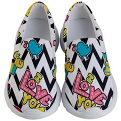 Vector-romantic-love-seamless-pattern Kids Lightweight Slip Ons by Salman4z