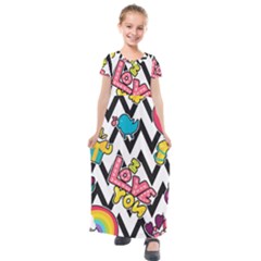 Vector-romantic-love-seamless-pattern Kids  Short Sleeve Maxi Dress by Salman4z