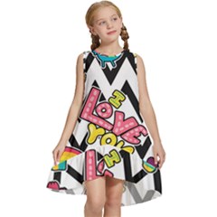 Vector-romantic-love-seamless-pattern Kids  Frill Swing Dress by Salman4z