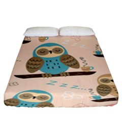 Seamless-pattern-owls-dream-cute-style-pajama-fabric Fitted Sheet (king Size) by Salman4z