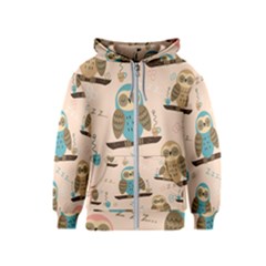 Seamless-pattern-owls-dream-cute-style-pajama-fabric Kids  Zipper Hoodie by Salman4z