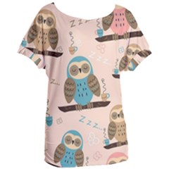 Seamless-pattern-owls-dream-cute-style-pajama-fabric Women s Oversized Tee by Salman4z