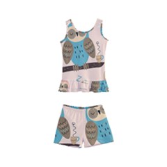 Seamless-pattern-owls-dream-cute-style-pajama-fabric Kids  Boyleg Swimsuit by Salman4z